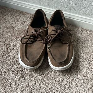 Sperry Brown Leather Moc Toe Boat Shoes